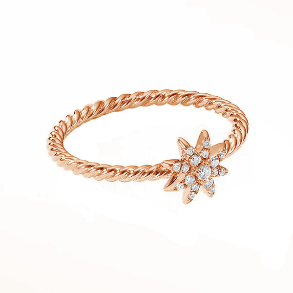 FJ0710 925 Sterling Silver Starburst Cubic Zirconia Ring