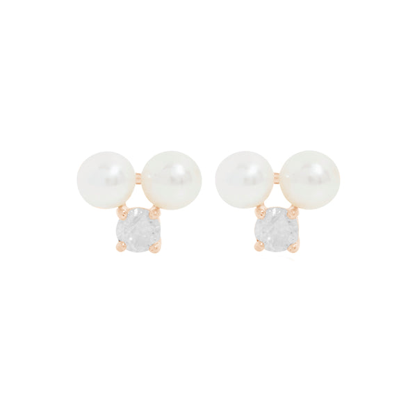 PE0006 925 Sterling Silver Trio Freshwater Pearl CZ Stud Earrings