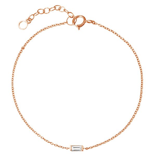 FS0151 925 Sterling Silver Solo Baguette Diamond Bracelet