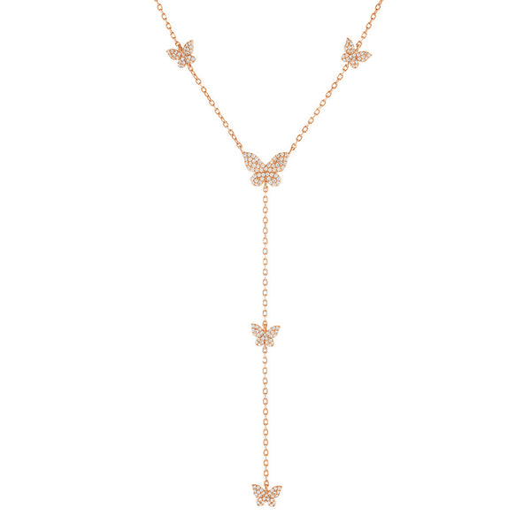 FX0377 925 Sterling Silver Butterfly Drop Necklace