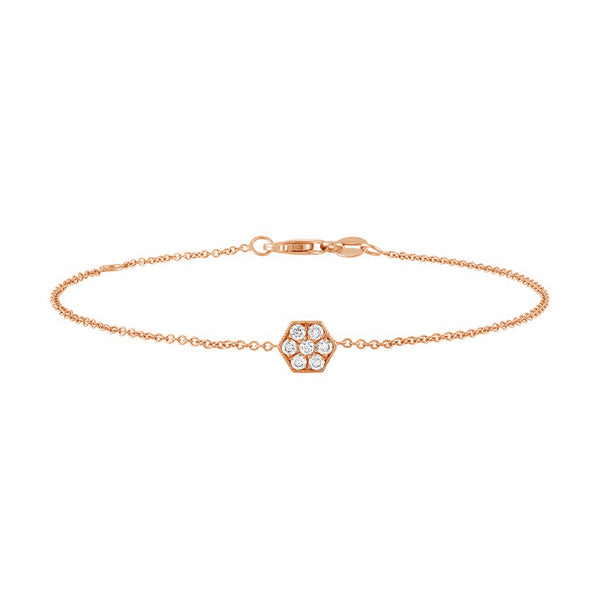 FS0216 925 Sterling Silver Hexagon Zircon Chain Bracelet