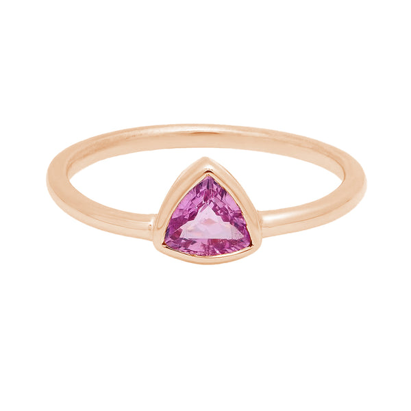 FJ0549 925 Sterling Silver Pink Sapphire Trillion Finger Ring