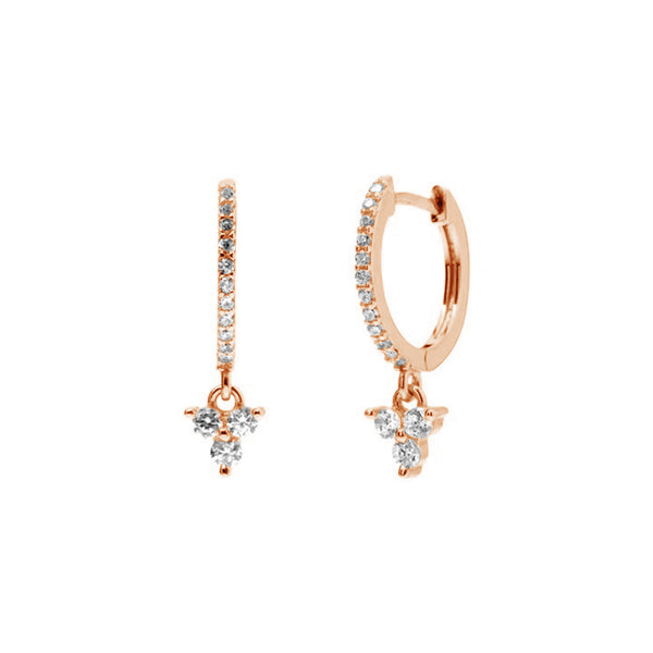 FE1089 925 Sterling Silver Lotus Zircon Hoop Earrings