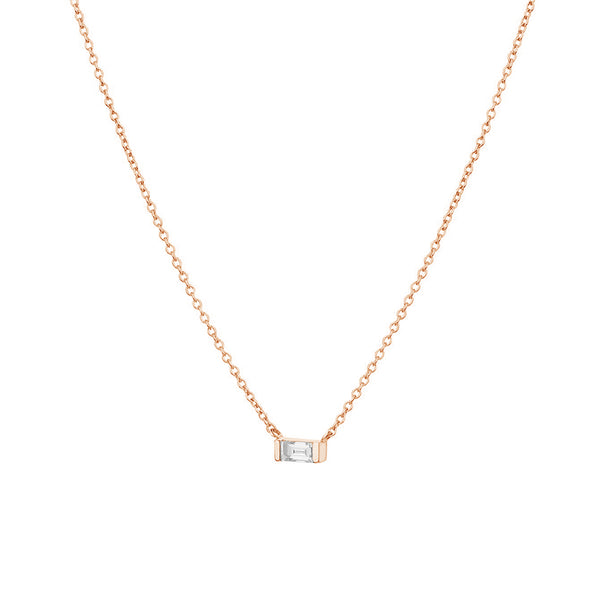 FX0314 925 Sterling Silver Rectangular Diamond Necklace
