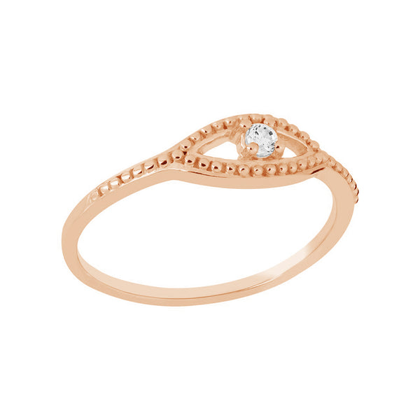 FJ0758 925 Sterling Silver Evil Eye Cubic Zirconia Ring