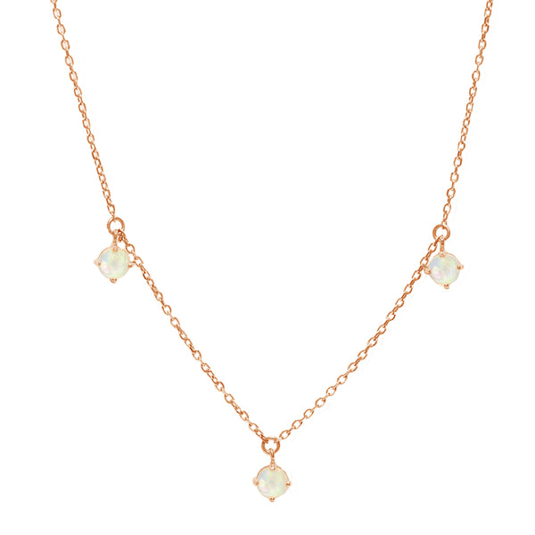 FX0776 925 Sterling Silver Opal Droplet Women Necklace
