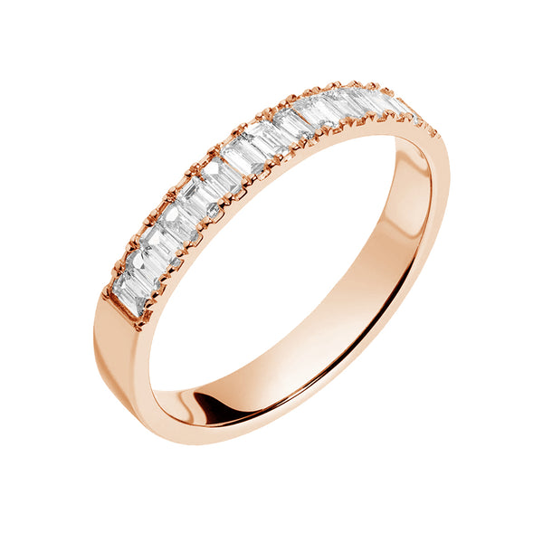 FJ0454 925 Sterling Silver Bold Half Diamond Baguette Ring