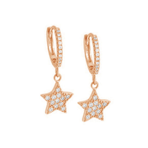 FE2003 925 Sterling Silver Grace Star Cubic Zirconia Drop Earrings for women