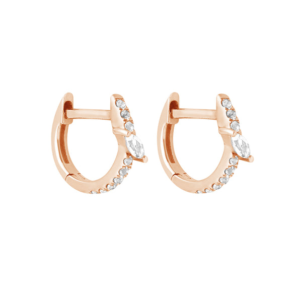 FE1899 925 Sterling Silver Marquise Cubic Zirconia Women Huggie Hoop Earrings