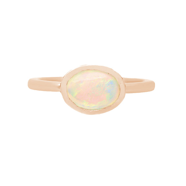 FJ0616 925 Sterling Silver Oval Opal Ring