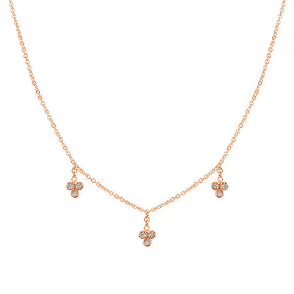 FX0449 925 Sterling Silver Cluster Zircon Pendant Necklace