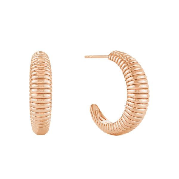 FE1376 925 Sterling Silver Trendy Dome Hoop Earrings