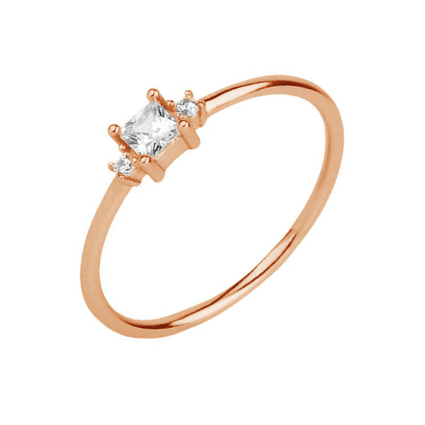 FJ0459 925 Sterling Silver Gold Cubic Zircon Ring