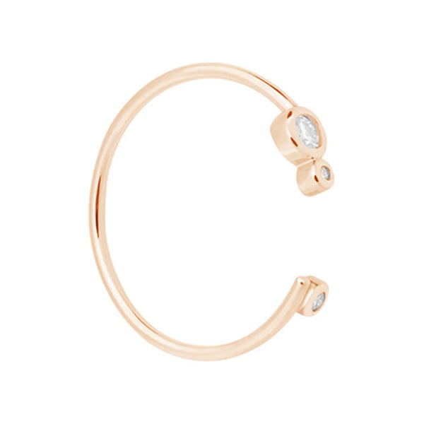 FJ0028 925 Sterling Silver Triple Diamond Open Ring