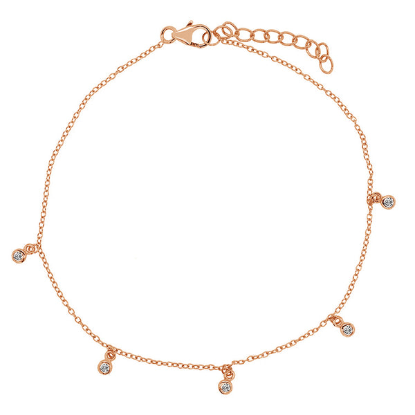 FA0002 925 Sterling Silver Shaker Bezel Anklet