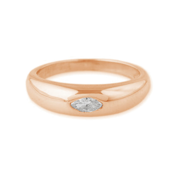 FJ0413 925 Sterling Silver Center Zircon Dome Ring