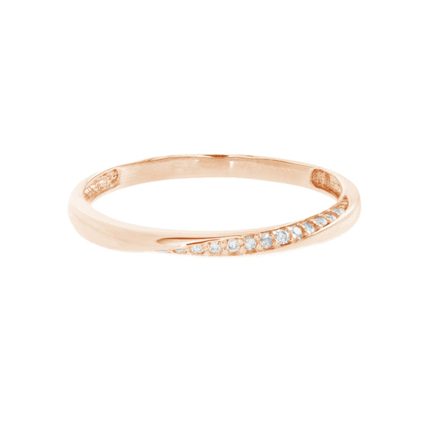 FJ0666 925 Sterling Silver Wavy Band Ring with Zircon