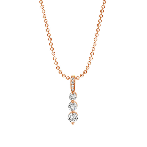 FX0437 925 Sterling Silver Triple Zircon Pendant Necklace