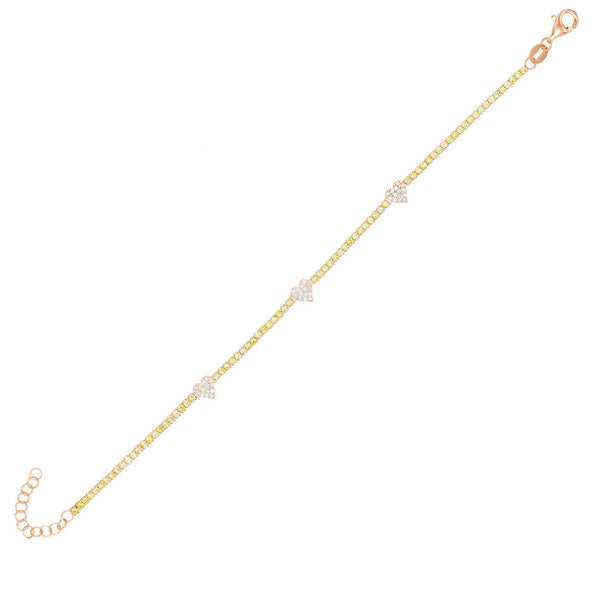 FS0058 925 Sterling Silver Heart Zircon Tennis Bracelet