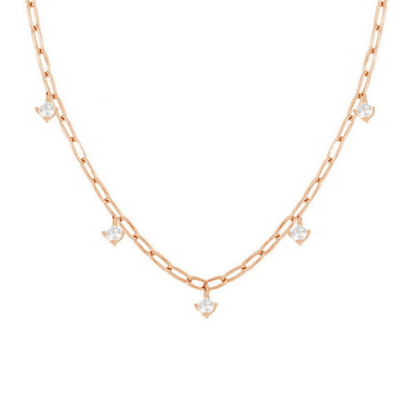 FX0462 925 Sterling Silver Cubic Zircon Link Chain Necklace