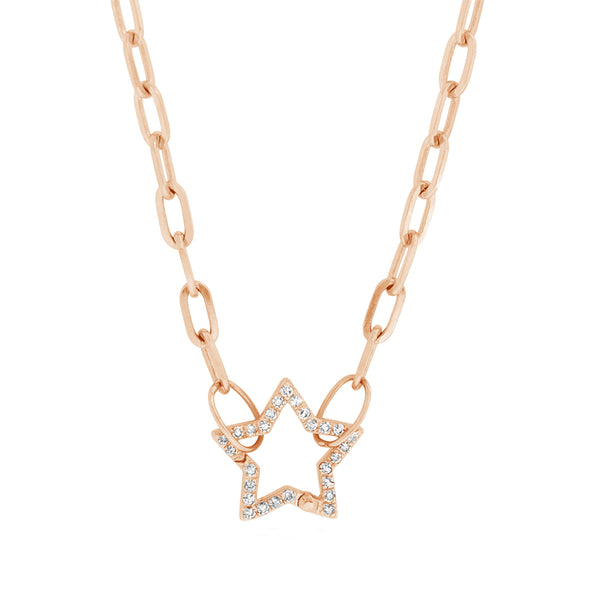 FX0870 925 Sterling Silver Dainty Star Pave Star Pendant Necklace