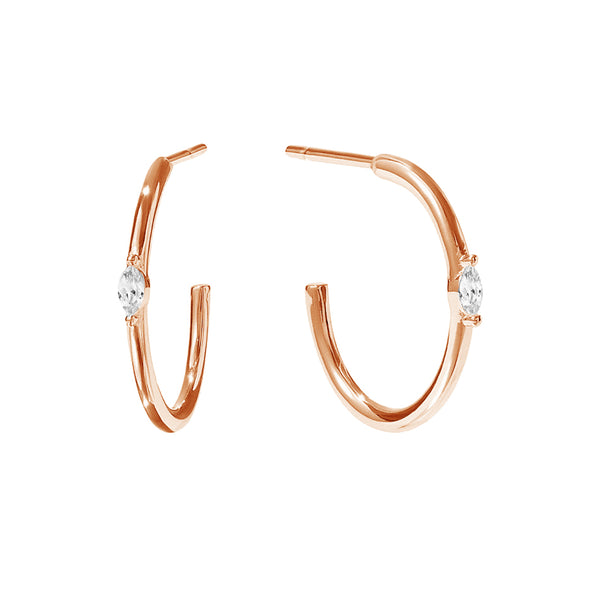 FE1936 925 Sterling Silver Cubic Zirconia Thin Hoop Earrings