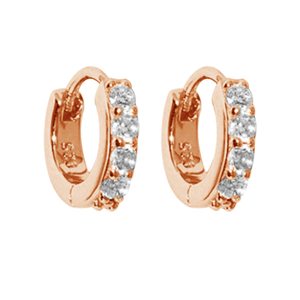 FE0890 925 Sterling Silver Zircon Huggie Earrings