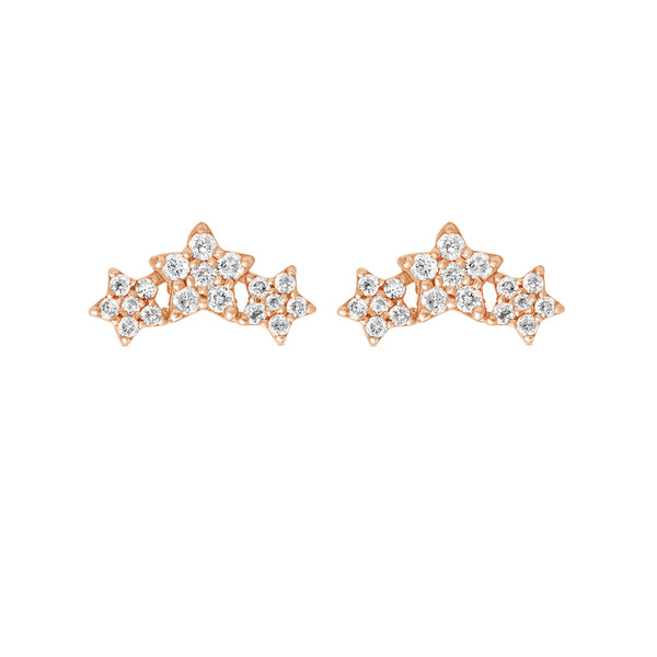 FE1556 925 Sterling Silver Zircon Three Star Stud Earrings
