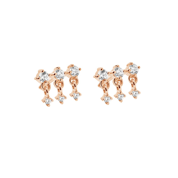 FE1924 925 Sterling Silver Three Rows CZ Women Stud Earrings