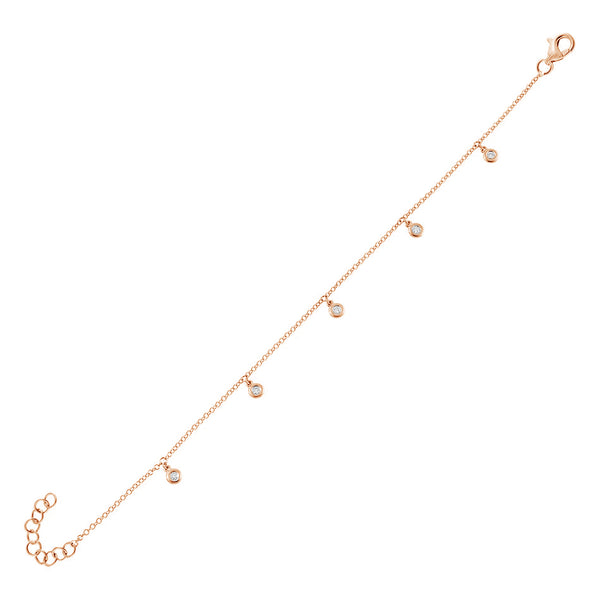 FS0171 925 Sterling Silver Zircon Bezel Dangle Bracelet