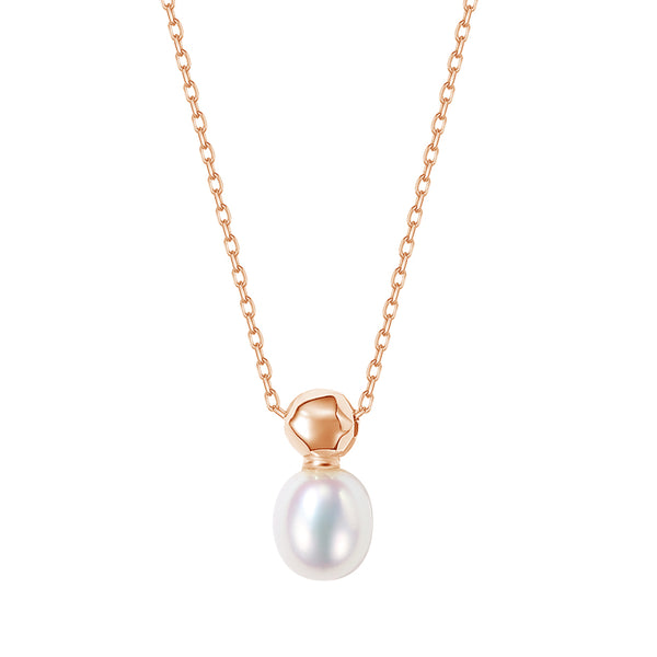 FX0847 925 Sterling Silver Single Freshwater Pearl Gold Bead Necklace