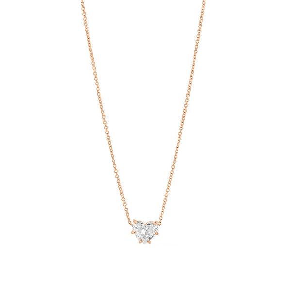 FX0451 925 Sterling Silver Heart Zircon Pendant Necklace