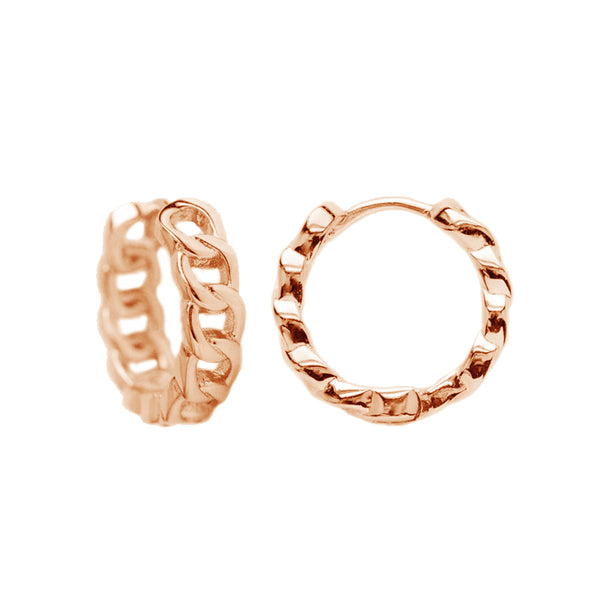 FE1431 925 Sterling Silver Cuban Chain Knot Hoop Earrings