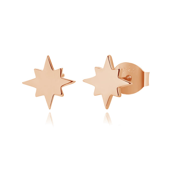 FE0056 925 Sterling Silver Starburst Stud Earrings