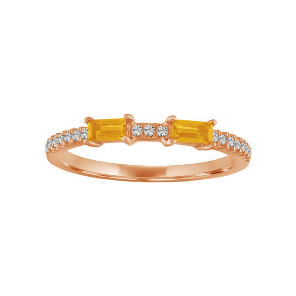 FJ0671 925 Sterling Silver Citrine Cubic Zircon Band Ring