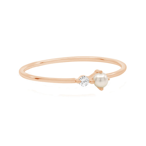 FJ0723 925 Sterling Silver Natural Pearl Cubic Zirconia Ring