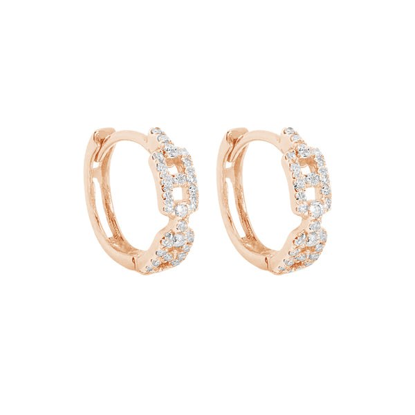 FE1898 925 Sterling Silver Fine CZ Maritime Huggies Hoop Earrings