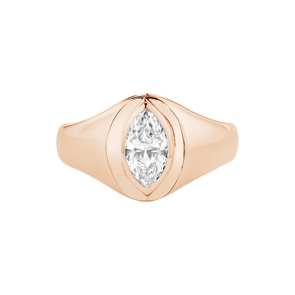 FJ0793 925 Sterling Silver Marquise Cut CZ Signet Ring