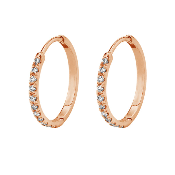 FE1739 925 Sterling Silver Cubic Zirconia Hoop Earring