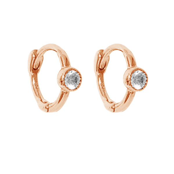 FE0892 925 Sterling Silver Single Zircon Huggie Earrings