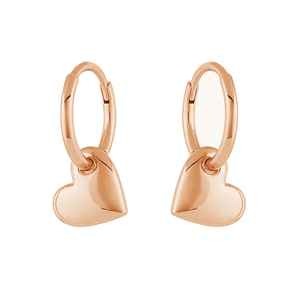 FE1990 925 Sterling Silver Dainty Heart Drop Hoop Earrings