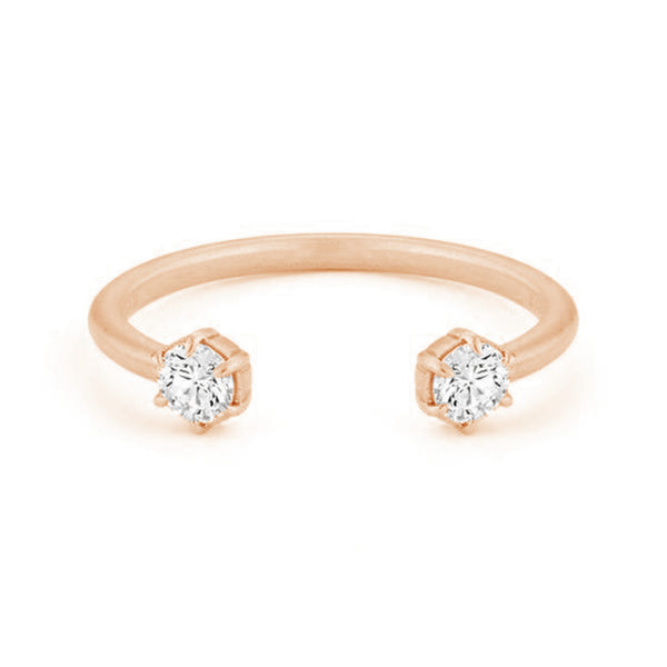 FJ0420 925 Sterling Silver Duet Zircon Ring