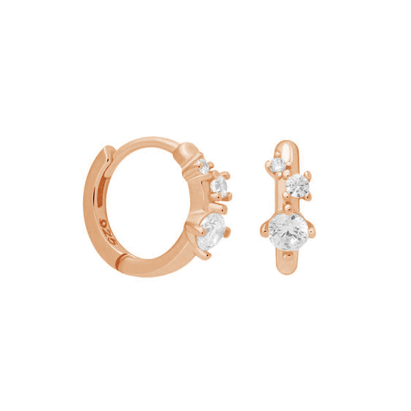 FE1038 925 Sterling Silver Round Zircon Huggie Earrings