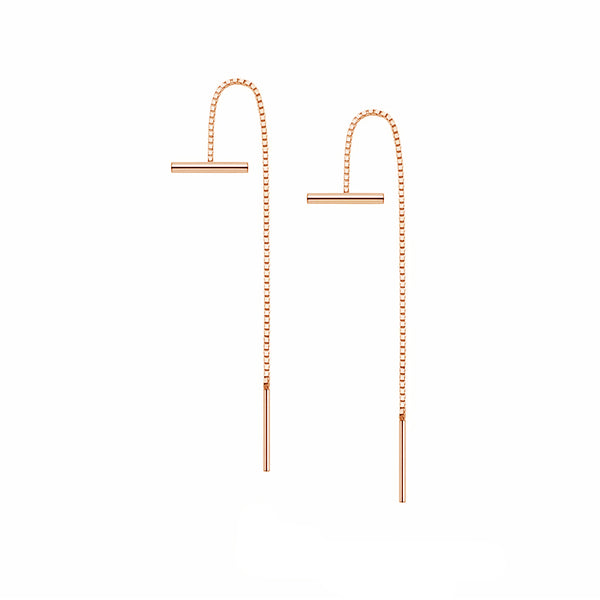 FE1951 925 Sterling Silver Bar Box Chain Earrings