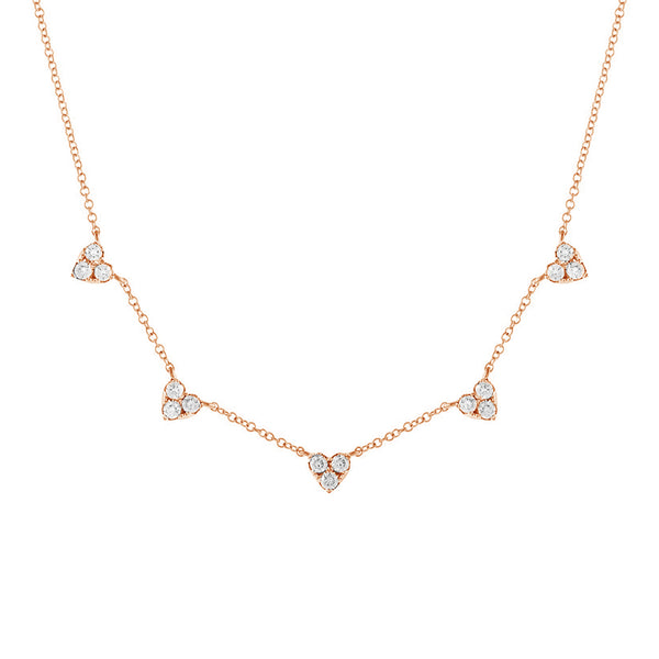 FX0716 925 Sterling Silver Five Cubic Zirconia Heart Necklace