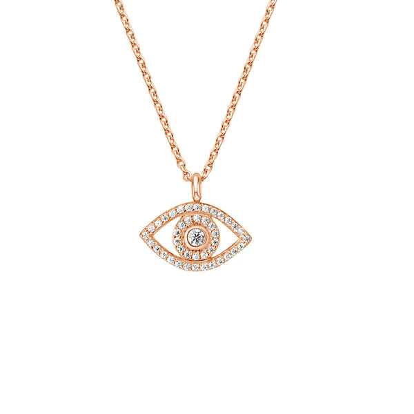 FX0634 925 Sterling Silver Evil Eye Zircon Pendant Necklace