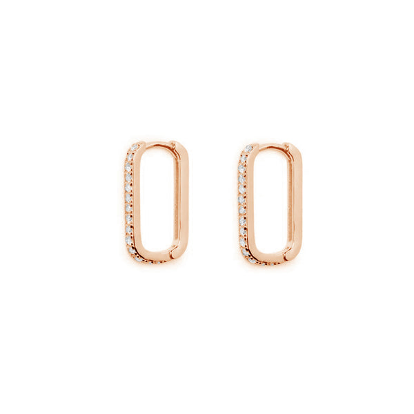 FE1001 925 Sterling Silver Black Zircon Pave Hoop Earrings