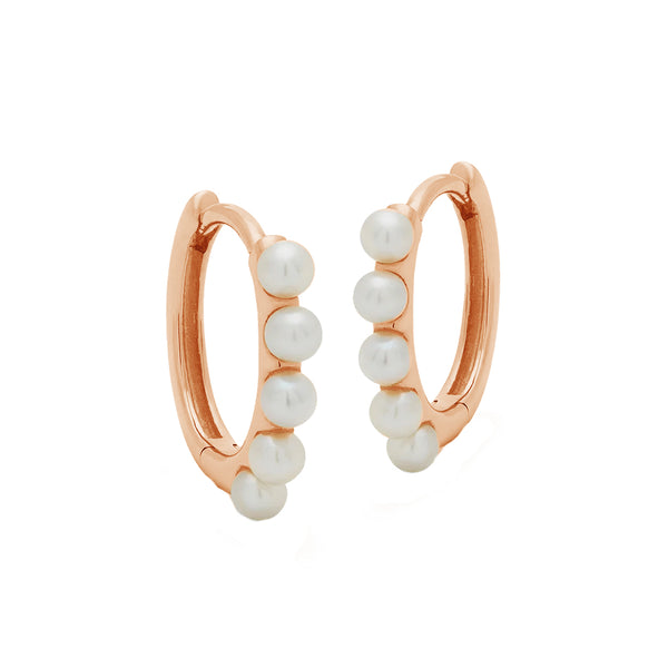 PE0007 925 Sterling Silver Dainty Freshwater Pearl Women Huggie Hoos Earring