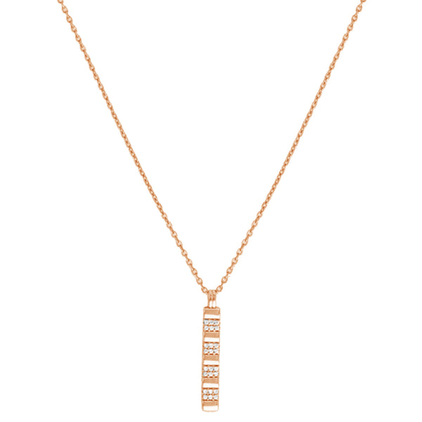 FX0921 925 Sterling Silver Vertical Bar Zirconia Necklace