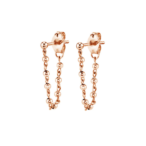 FE1949 925 Sterling Silver Sphere Chain Piercing EarringS